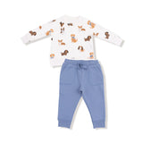 Angel Dear Best Friend Dogs Raglan Sweatshirt + Jogger Set Blue
