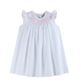 Lil Cactus White Big Sister Smocked Bishop Dress