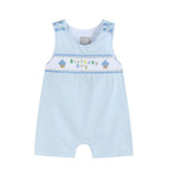 Lil Cactus Blue Birthday Boy Smocked Shortall