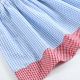 Lil Cactus Blue Gingham USA American Flag Ruffle Dress