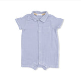 Angel Dear Micro Gingham Blue Blizzard Polo Shortie Romper