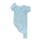 Sweet Bamboo Convertible Romper Blue Stripe