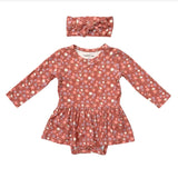 Babysprouts Long Sleeve Bodysuit Dress Set Tiny Petals