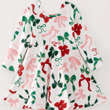 Rylee Faith Christmas Bow Print Dress
