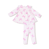 Angel Dear Ruffle Top and Ribbed Legging Set Pretty Bows