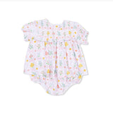 Angel Dear Spring Blooms Bow Trellis Smocked Ruffle Bubble with Skirt