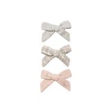 Quincy Mae Bow with Clip Set of 3 - Cloud, Blue Gingham, Dusty Rose