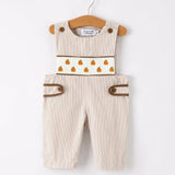 Rylee Faith Pumpkin Embroidery Smocked  Boys  Romper
