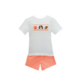 Krewe Kids Orange Gingham Spirit Trio Smocked Short Set