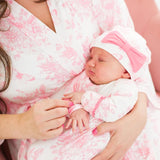 Rufflebutts Pink Butterfly Garden Toile Women's Maternity Robe