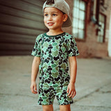 Fletch Green Distressed Camo 2 Piece Shorts Pajama Set