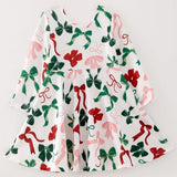 Rylee Faith Christmas Bow Print Dress