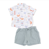 Angel Dear Club Mediterranean Polo Button Up and Shorts Set