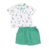 Angel Dear Country Club Dogs Neutral Polo and Shorts Set