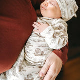 Milkbarn Luxe Stretch Newborn Gown and Hat Set Country Toile