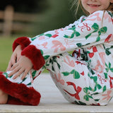 Rylee Faith Bow Print Christmas Pajamas with Cozy Red Trim