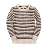Hope & Henry Organic Crewneck Sweater Chocolate Tan Stripe