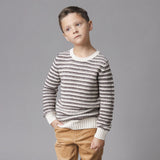 Hope & Henry Organic Crewneck Sweater Chocolate Tan Stripe