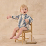 Rylee + Cru Crewneck Romper Marine Stripe