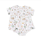 Angel Dear Cute Farm Animals Pink Smocked Ruffle Bubble with Skirt