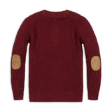Hope & Henry Organic Sweater with Elbow Patches Oxblood Waffle