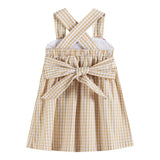 Lil Cactus Fawn Brown Gingham Reindeer Pocket Jumper Dress