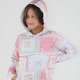 Paper Flower Tween Floral Tile Print Hoodie