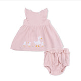 Angel Dear Lotus Flower Ducklings Ruffle Sleeve Dress and Bloomer Set