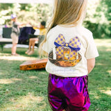 Magnolia Mudbugs Purple & Gold Gingham Bow Football Tee