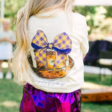 Magnolia Mudbugs Purple & Gold Gingham Bow Football Tee