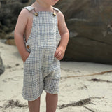 Me & Henry Galleon Woven Overalls Chambray/Cream Plaid