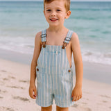 Me & Henry Galleon Woven Overalls Pale Chambray Stripe