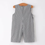 Rylee Faith Halloween Ghost Striped Smocked Boys Romper