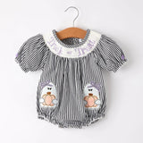 Rylee Faith  Halloween Trick Or Treat Smocked Girls Romper