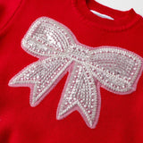Lil Cactus Red Sweater with Glitter Bow