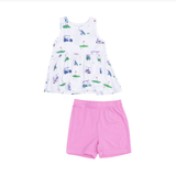 Angel Dear Vintage Golf Carts Peplum Tank and Shorts Set