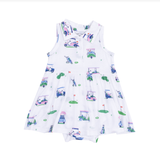 Angel Dear Vintage Golf Carts Pink Polo Bodysuit Dress