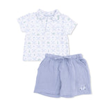 Angel Dear Golf Trellis Blue Polo Set with Shorts