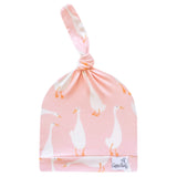 Copper Pearl Goosie Top Knot Hat 0-4m