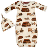 Milkbarn Organic Newborn Gown & Hat Set Homestead