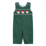Lil Cactus Green Corduroy Santa Smocked Overalls
