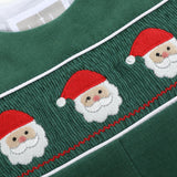 Lil Cactus Green Corduroy Santa Smocked Overalls