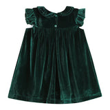 Lil Cactus Green Velvet Flutter Sleeve Dress