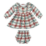 Babysprouts Girls Ruffled Collar Dress Set Tartan Plaid