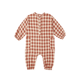 Rylee + Cru Relaxed Woven Jumpsuit Red Plaid