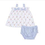 Angel Dear Heirloom Rose Stripe Top with Bows and Ruffle Leg Bloomer