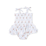 Angel Dear Heirloom Rose Stripe Smocked Bubble with Skirt