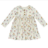 Babysprouts Girl's Long Sleeve Henley Dress Meadow Bloom