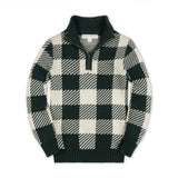 Hope & Henry Organic Half Zip Intarsia Sweater Deep Green