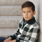 Hope & Henry Organic Half Zip Intarsia Sweater Deep Green
